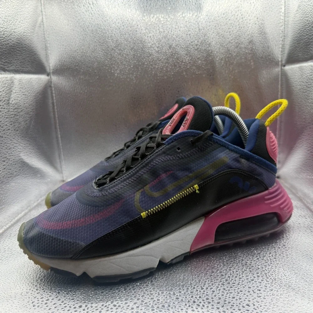 Size 8 Nike Air Max 2090 Blue Void‎ Active Fuchsia Mens Lace-Up Athletic Sneaker